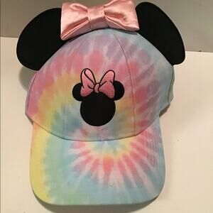 NWT MINNIE MOUSE BASEBALL CAP/ HAT Adjusts Tie Dye Minnie EARS -BOW HALLOWEEN